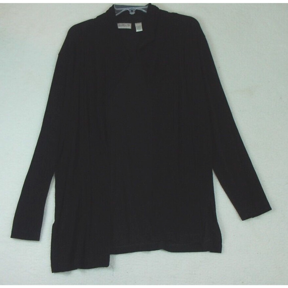 Chicos Travelers Black open front Cardigan 3/4‎ Sleeve Sz 3 (XL) Easy Care - Picture 7 of 11